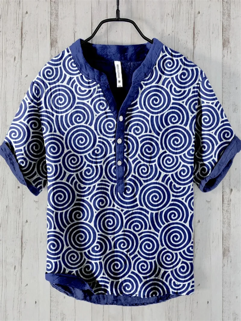 The shirt pattern cleverly blends the depth of the ocean and the vast sky into this shirt, making your chest even wider