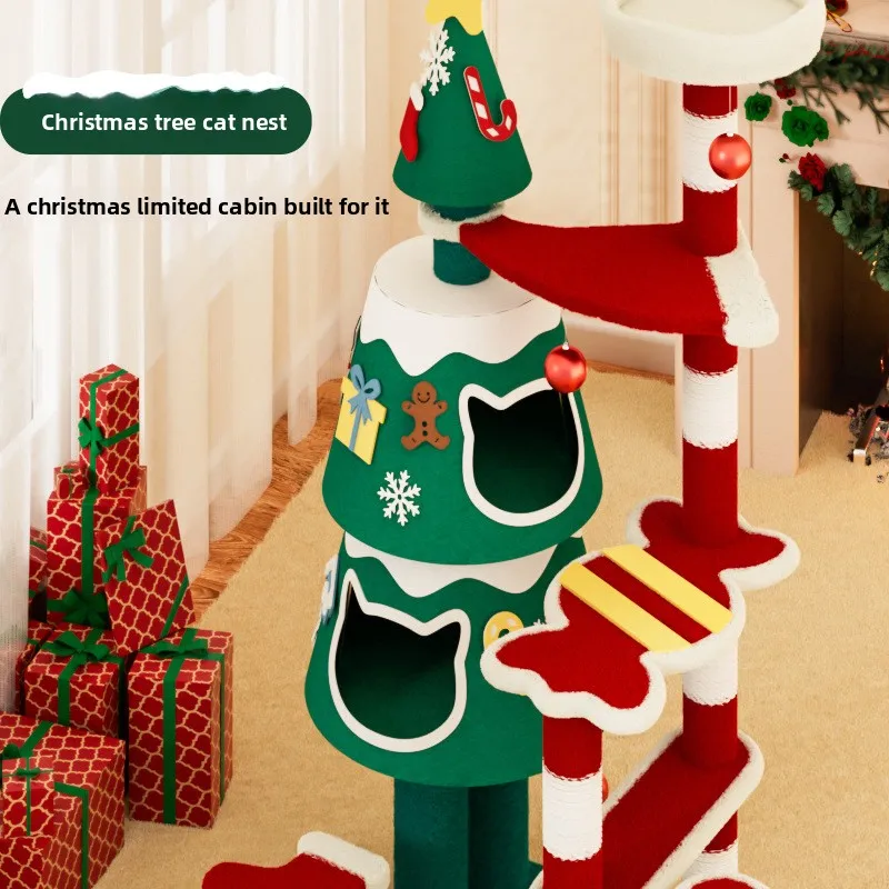 Christmas Colorful Large Cat Villa, Christmas Cat Crawler,  Christmas Home Decoration, Toys, Pet Nests