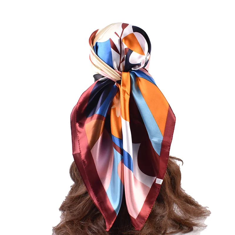 Heitou New Fashion Retro Printed Wraps 90CM Scarfs Popular Headscarves Kerchief for Woman Hijab Femme Musulman silk scarf women