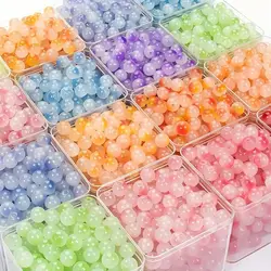 500pcs Perles en Verre 8mm pour la Fabrication de Bijoux - Ensemble de Perles Rondes Multicolores en Vrac pour Bracelets DIY, Co