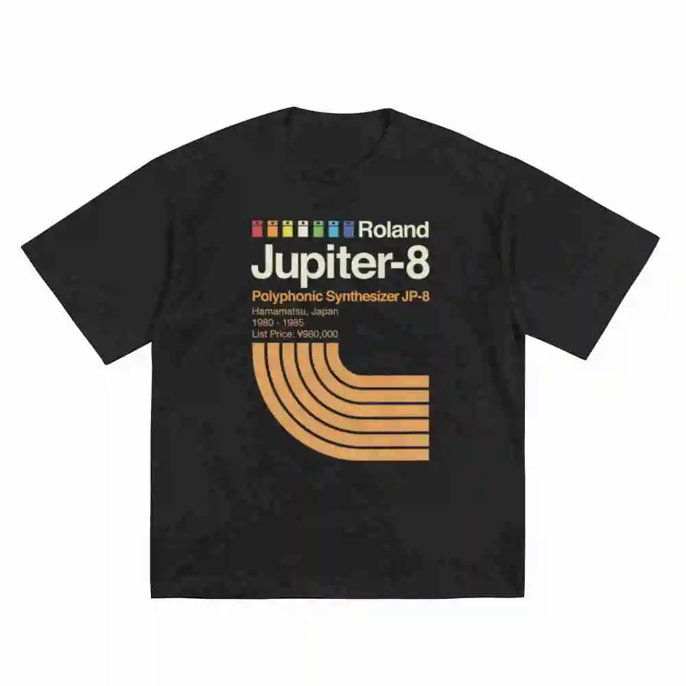 Roland Jupiter 8 Synthesizer Vintage 1980 1988 Short Sleeve Tee 100% Cotton T-Shirt