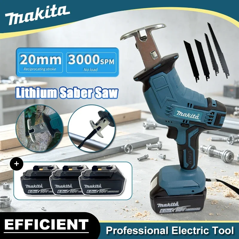 

Makita Cordless Electric Reciprocating Saw Wood Metal Cutting Saw Lithium Battery Saber Saw Portable Saw Power Tool