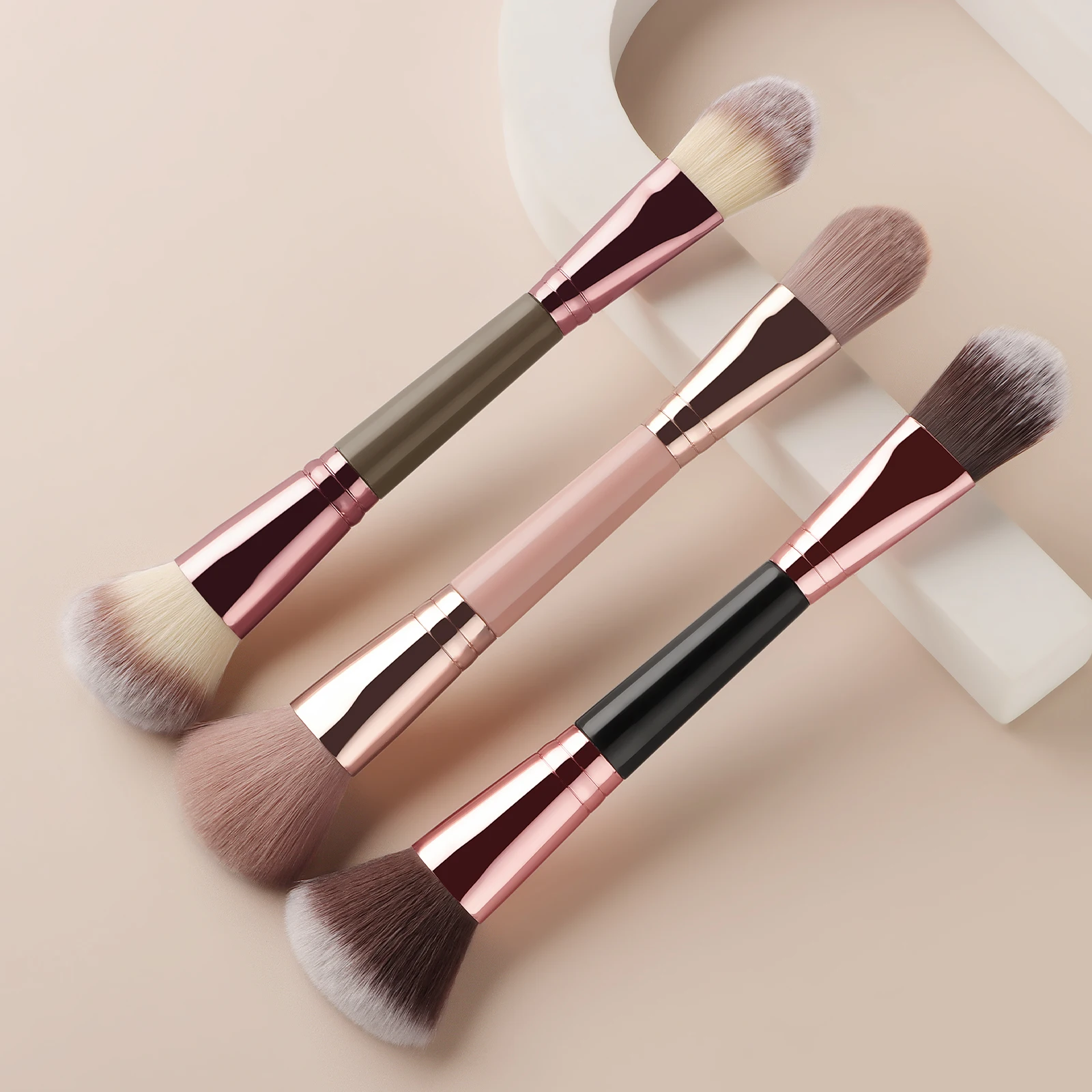 1pc Double Head Foundation Make-Up Concealer Brush Set Portable Soft Powder Blusher Brush Full Set Of Foundation Brush