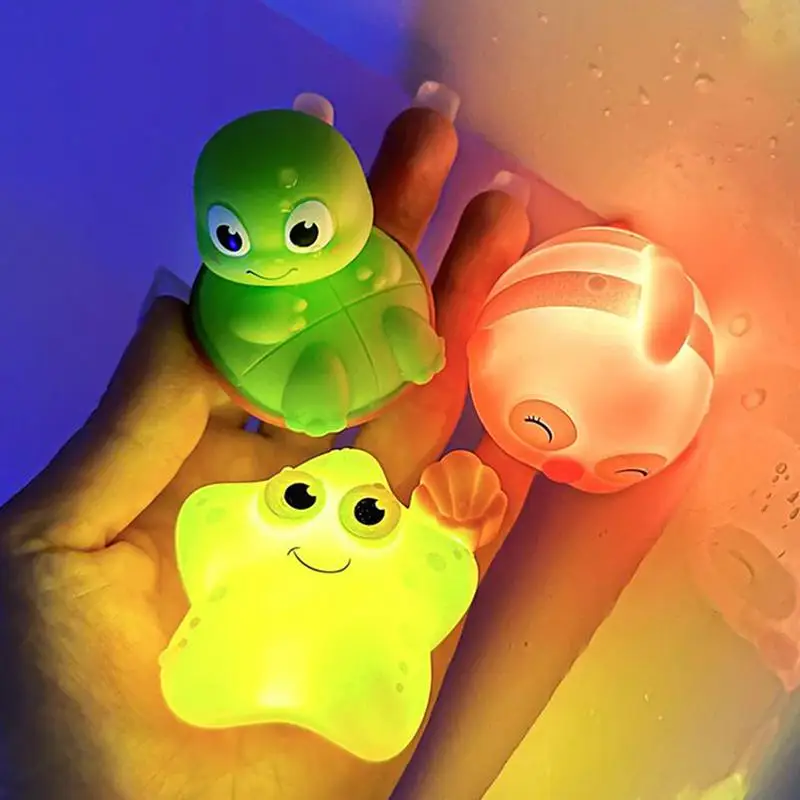 Oplichtend Badspeelgoed Gloeiend Zeedier Bad Speelgoed Kleurrijke Lichten 6X Interactief Voorschools Leren Babyshower Spelletjes Voor