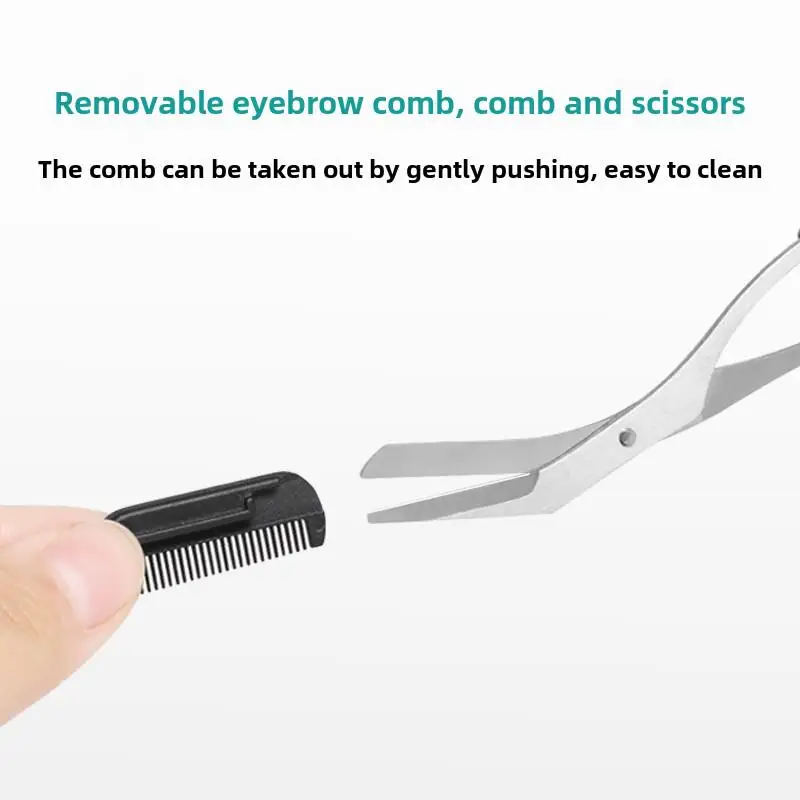 2026 Hot Sale Stainless Steel Eyebrow Scissors with Comb Eyebrow Trimmer Shaper Hair Removal Beauty Makeup Tool