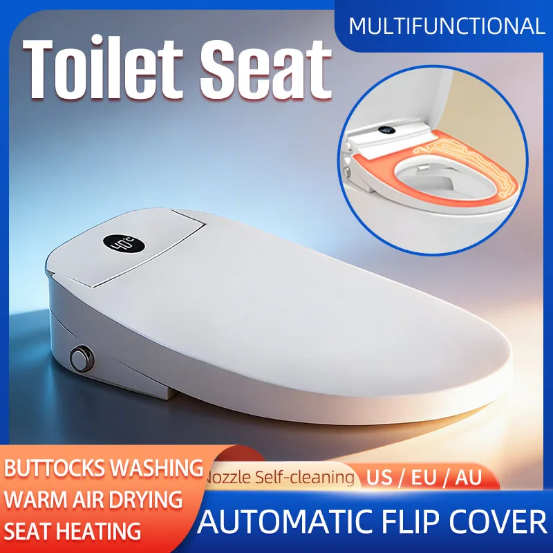 Automatic Flip Cover Silent Soft Close Intelligent Remote Control Electric Smart Toilet Seat Heating Buttocks Washing