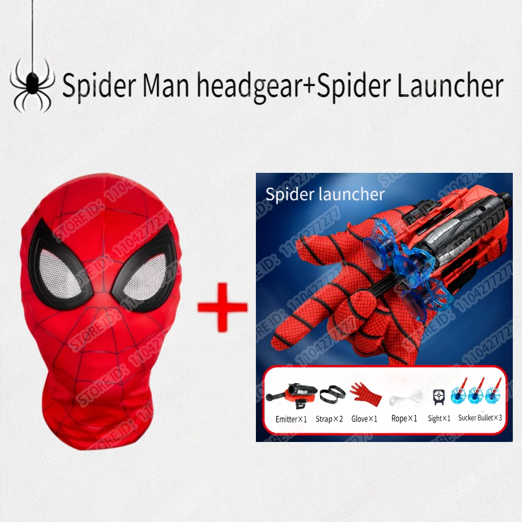 Spiderman Mask Mosaic Sunglasses Children Toys Role Play Glove Launcher Set Zestaw zabawek na nadgarstek Halloween Śmieszne zabawki Chłopcy Dziewczynki prezent