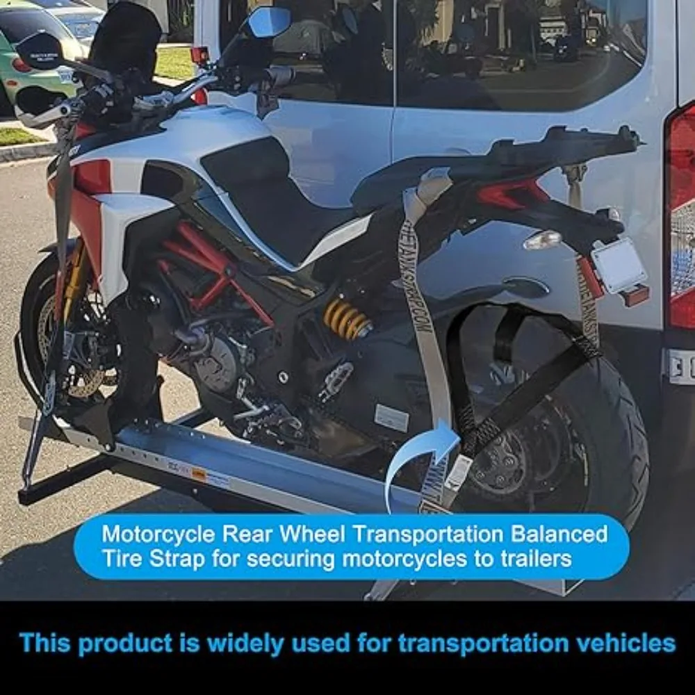 Motorcycle Universal Rear Wheel Tie Down Transport Balance Strap for Heavy Duty Motocross Bikes Atvs Black Accessories
