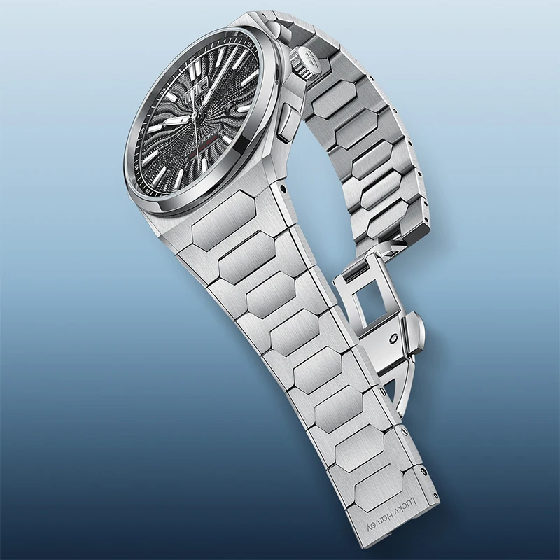 ساعة حركة ميكانيكية آلية من هارفي للرجال محظوظة ، فولاذ مقاوم للصدأ ، قرص جويلش ، سبر ذاتي ، موضة ،