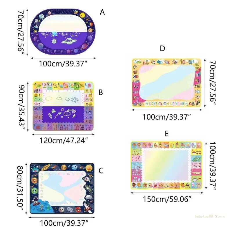 Y4UD بساط الرسم المائي Aqua-Doodle-Mat للأطفال تعلم الرسم لعبة 3 في 1 جرافيتي حصيرة لعبة لمرحلة ما قبل المدرسة هدية عيد ميلاد