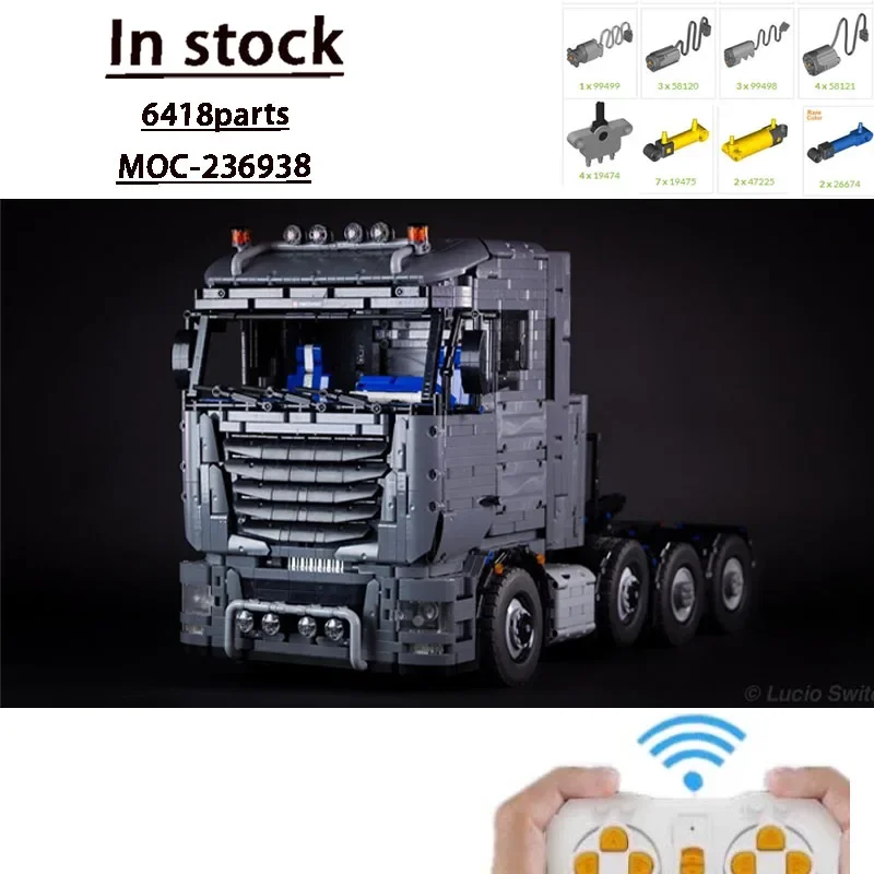MOC-236938 نموذج مكعبات بناء شاحنة جرار شديدة التحمل، 6418 قطعة، لعبة إبداعية MOC هدية للأولاد وأعياد ميلاد الأطفال