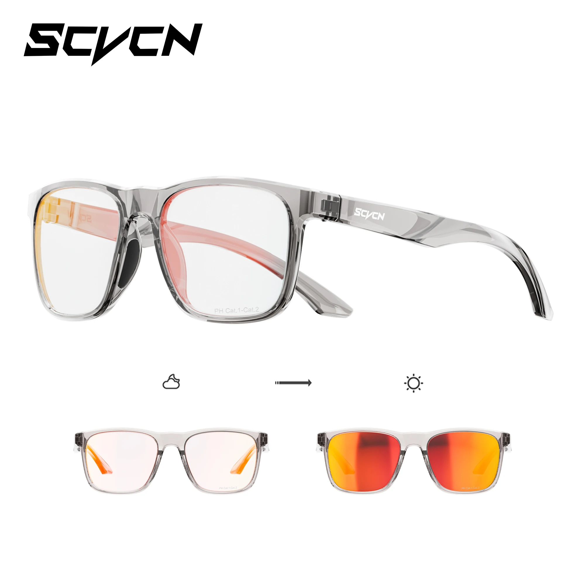 SCVCN Wanderbrille Photochrome Herren-Radsportbrille UV400 Fahrrad-MTB-Brille Outdoor-Brille Ausrüstung