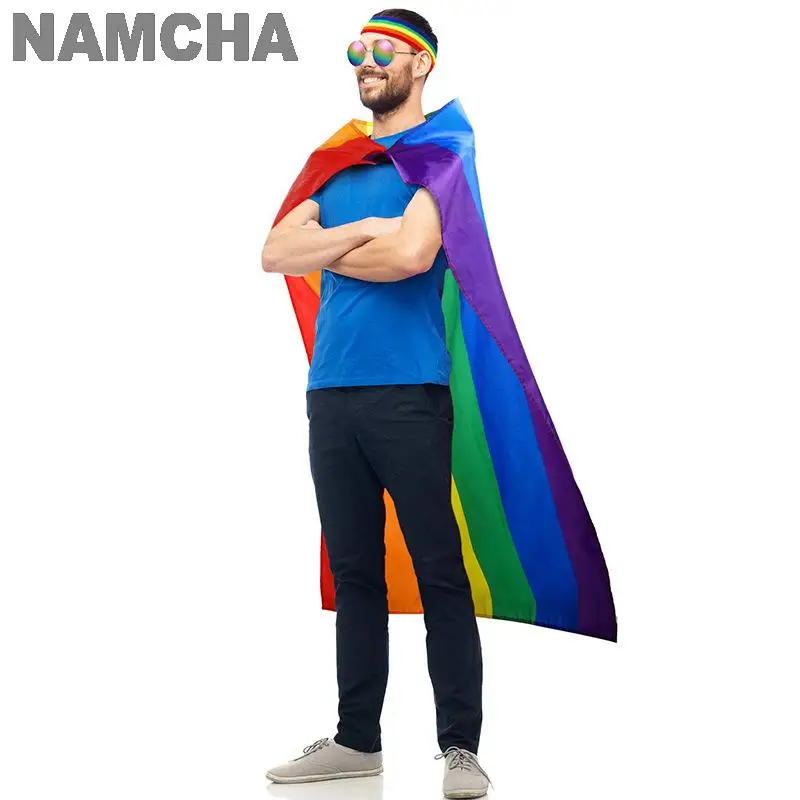 2024 LGBT Rainbow Flag Cape Pride Month Cloak Shawl Hair Bands Bow Stretch Headbands Digital Printing Holiday Party Supplies