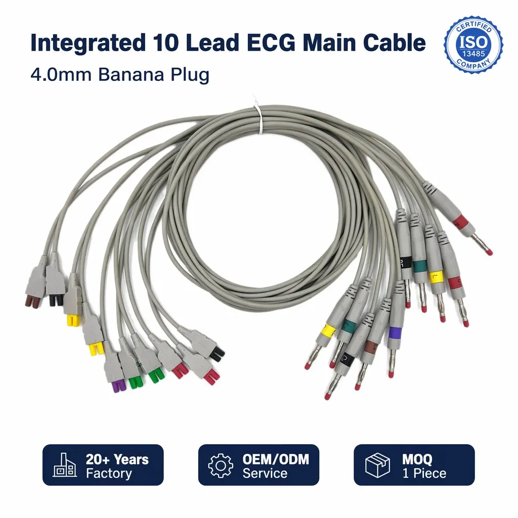 ECG Cable 10-Lead Banana 3.6m AHA IEC - Adult TPU - Model ZK0022