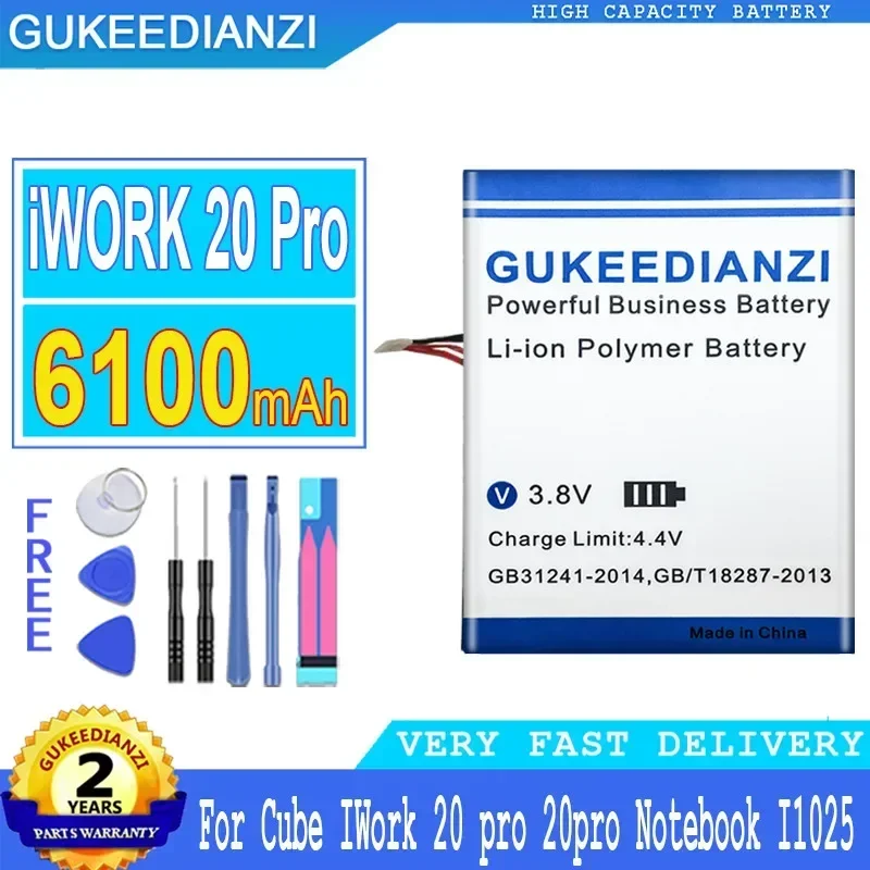 

Сменный аккумулятор GUKEEDIANZI, IWORK20 Pro, 6100 мАч, для ноутбука Cube IWork 20 Pro, 20 Pro, батарея I1025, Бесплатные инструменты