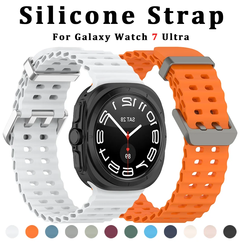 

NO Gaps Silicone Band For Samsung Galaxy Watch Ultra LTE 47mm Bracelet Breathable Sport Strap For Samsung Watch 7 47mm Watchband