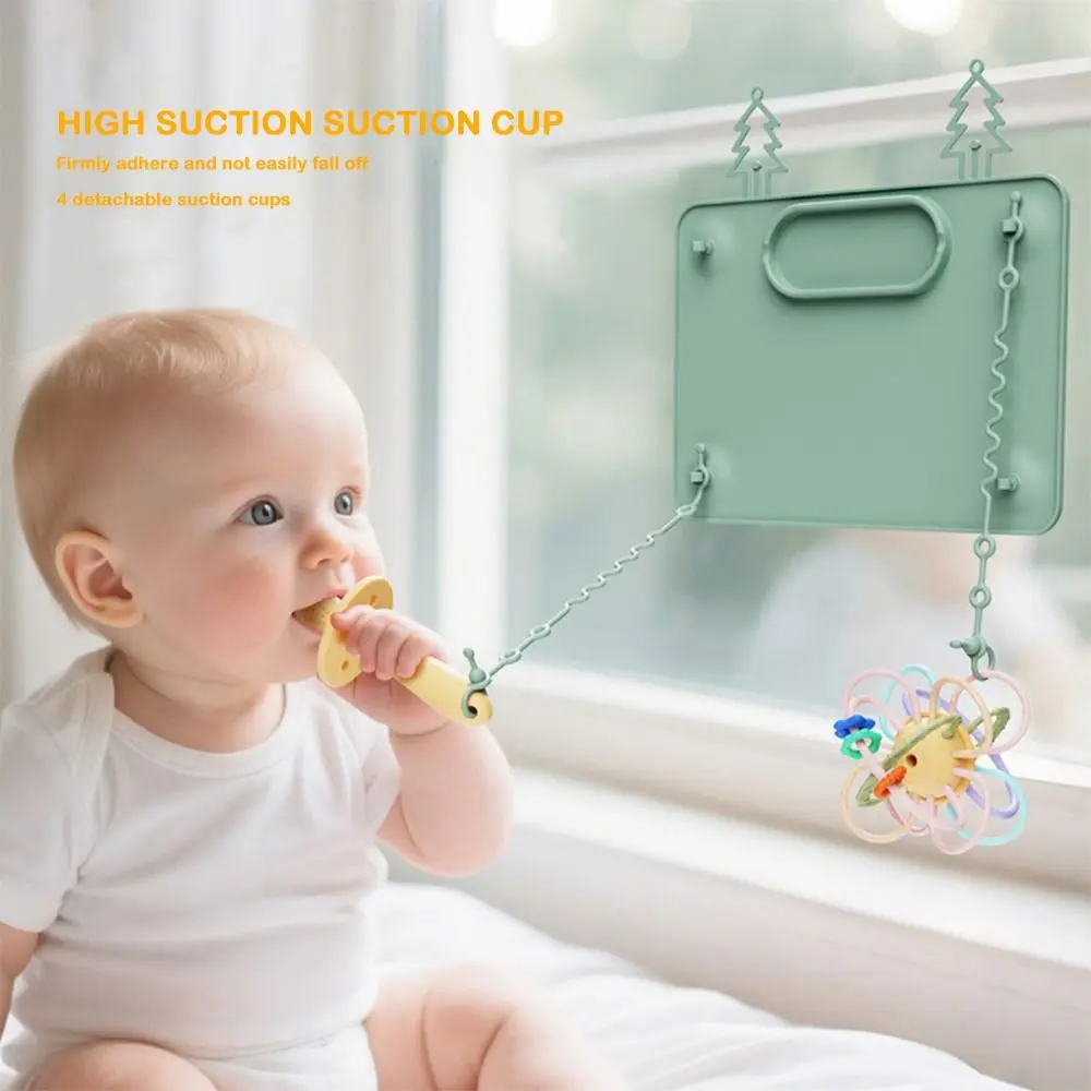 Multifunctional Strong Suction Placemats Silicone with 2 Straps Plates Safe Anti-drop Mat for Infants Toddlers