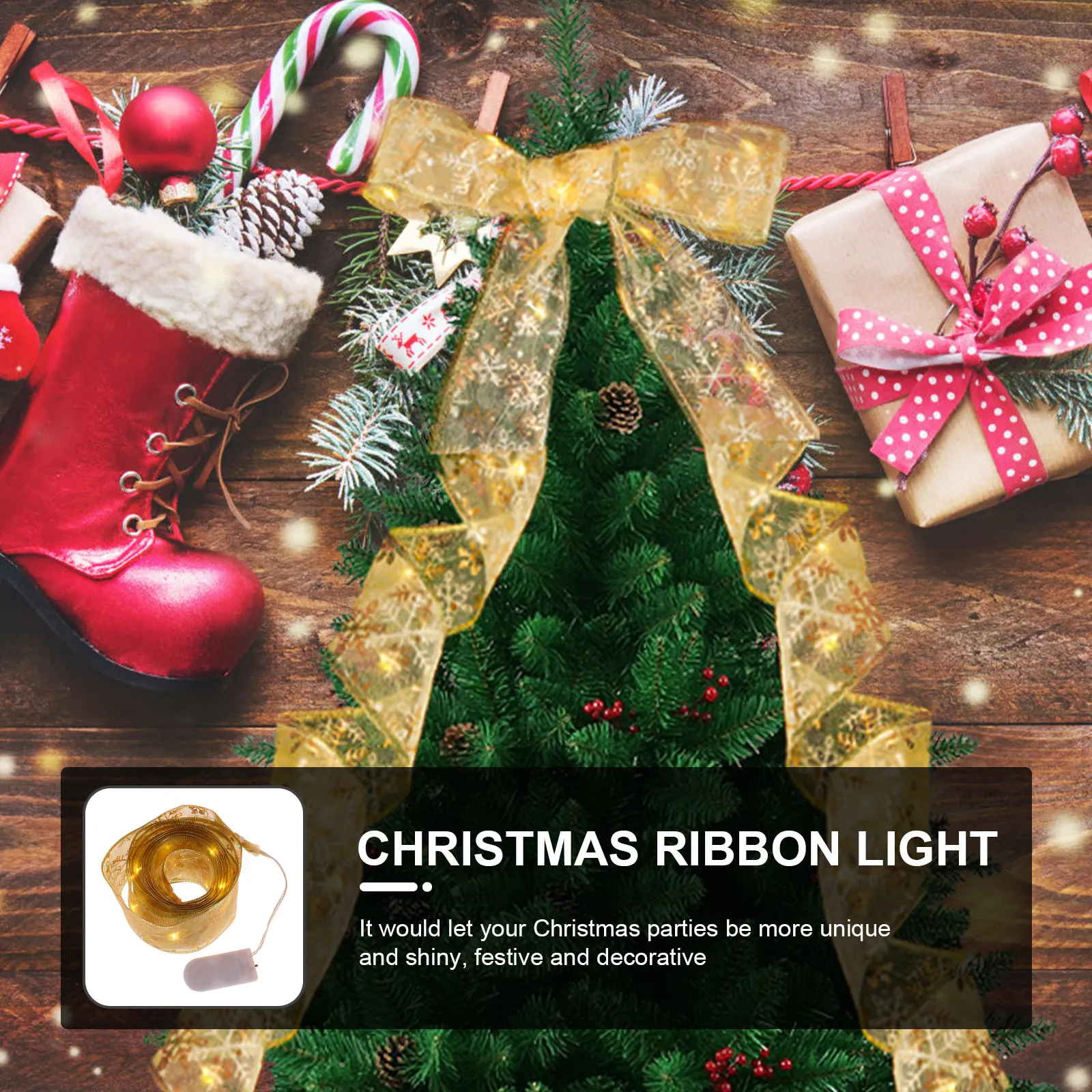 Xmas Ribbon LED String Light Decorative Light for Christmas Tree Party Festival Decoration Christmas Party Decor view 4