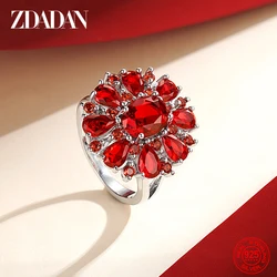 여성을 위한 ZDADAN 925 스털링 실버 지르콘 손가락 반지 참 웨딩 주얼리
