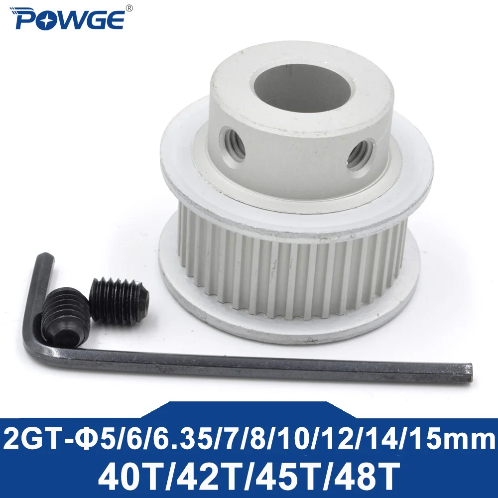 POWGE 40 42 45 48 teeth 2MGT 2GT Timing Pulley Bore 5/6/8/10/12/14mm for belt width 6/10/15mm 40T 42T 45T 48T 40Teeth 48teeth