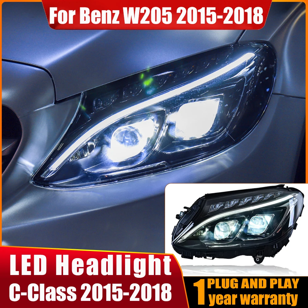 

Head Lamp For Benz W205 Headlights 2014-18 C300 C260 C-Class LED Headlight Projector Lens DRL Automotive Accessories Car Styling