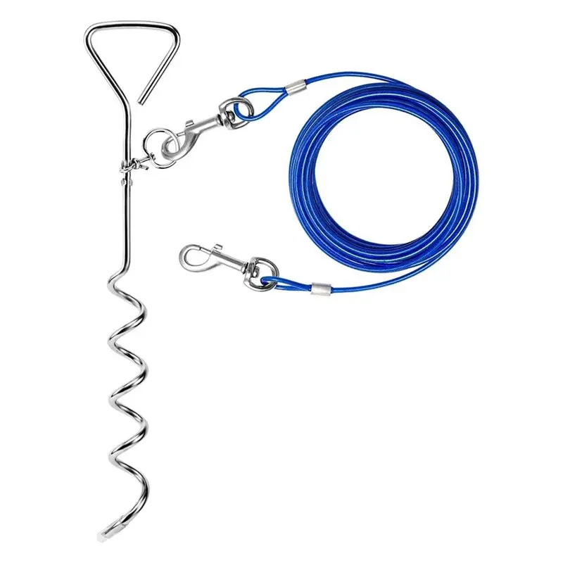 ABBP-Dog Tie Out Cable And Stake, 30Ft Heavy Duty Anti-Rust Spiral Stake For Medium-Large Dogs Up To 125 Lbs