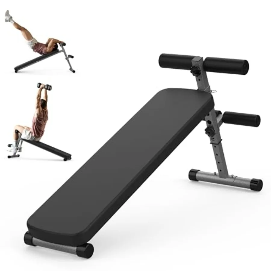 

Adjustable Sit Up Ab Bench Decline Weight Bench for Home Gym Strength Training in Black Steel Frame with Foam Padding for Enhan