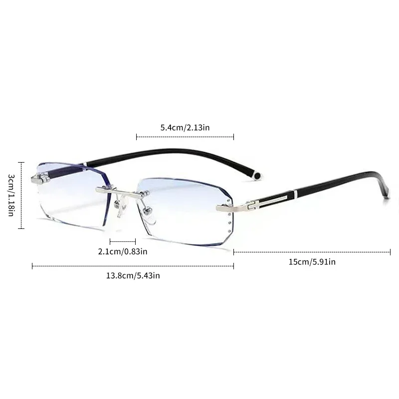 Diamante dos homens corte miopia óculos, Anti Blue Light Rimless óculos, computador perto da vista, prescrição acabada, Menos Eyewear