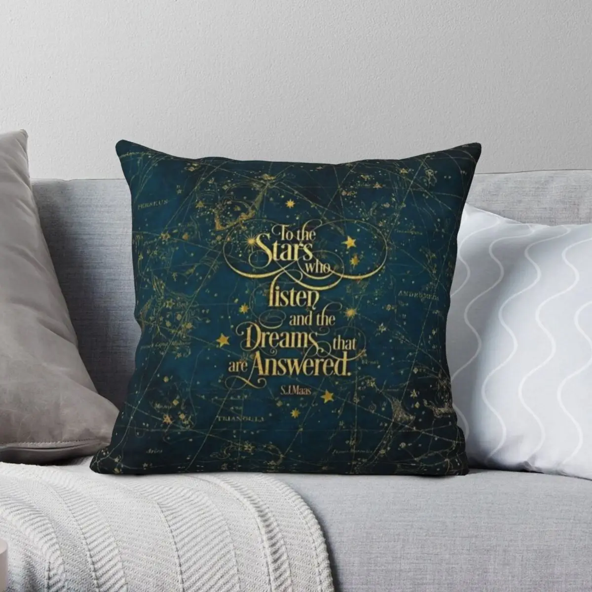 

A Court Of Thorns And Roses J. Maas Square Pillowcase Polyester Linen Velvet Printed Zip Decor Throw Pillow Case Home Cover 18"