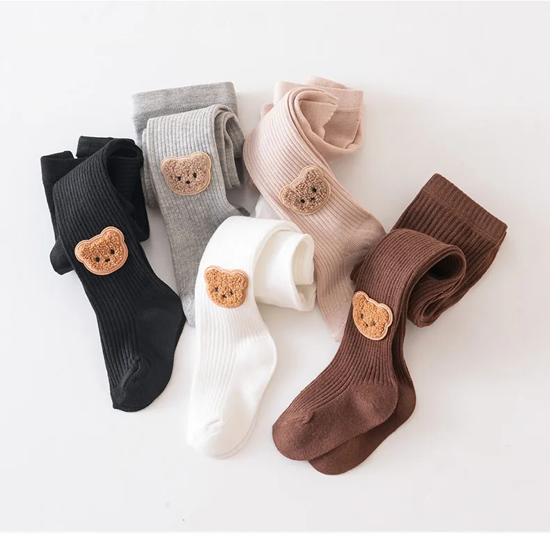 Cute Bear Baby Tights Embroidery Warm Cotton Girls Leggigns Baby Pantyhose Kids Children Tights Socks 1-10Years