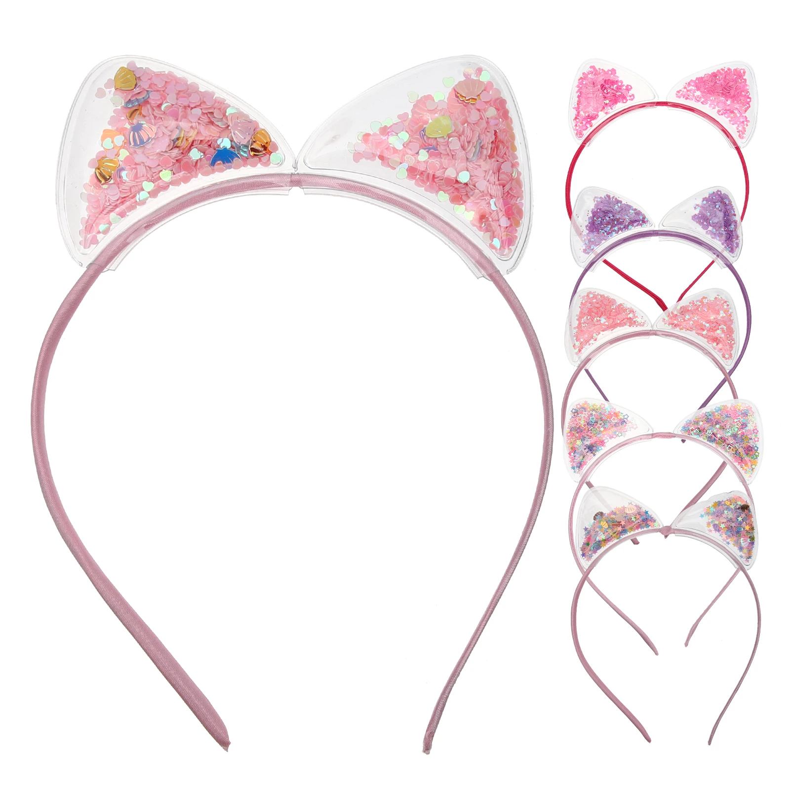 

6 Pcs Cat Ear Headband Hair Accessories Sequins Girls Child Lightweight Comfortable Party Masquerade Gifts Kids Plastic Resin