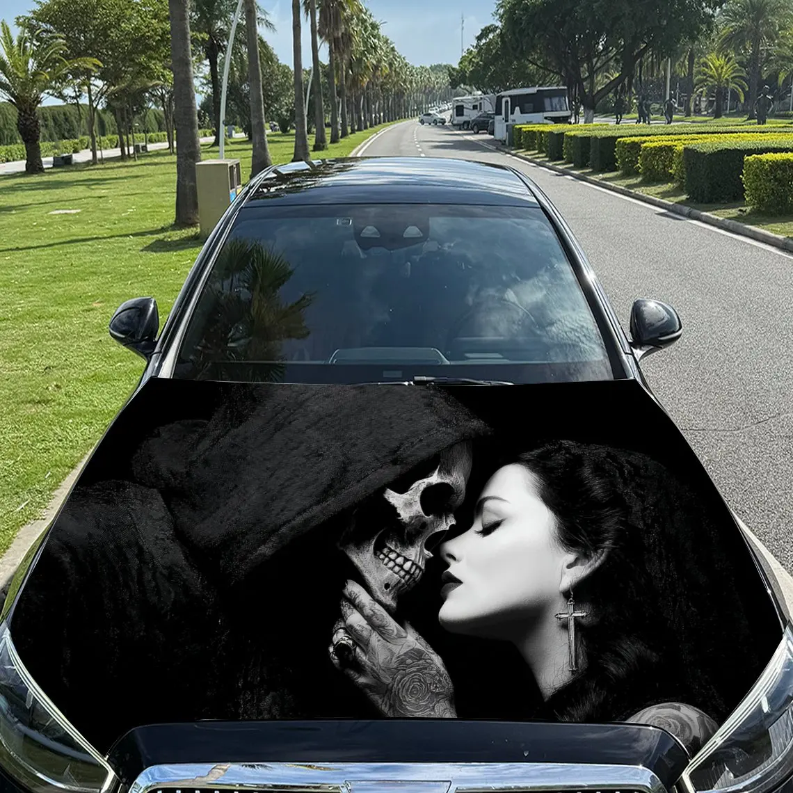 

Forbidden Love Car Hood Vinyl Wraps, PVC Waterproof Car Bonnet Decals, Self-Adhesive Scratch-Resistant Stickers For Engine Cover
