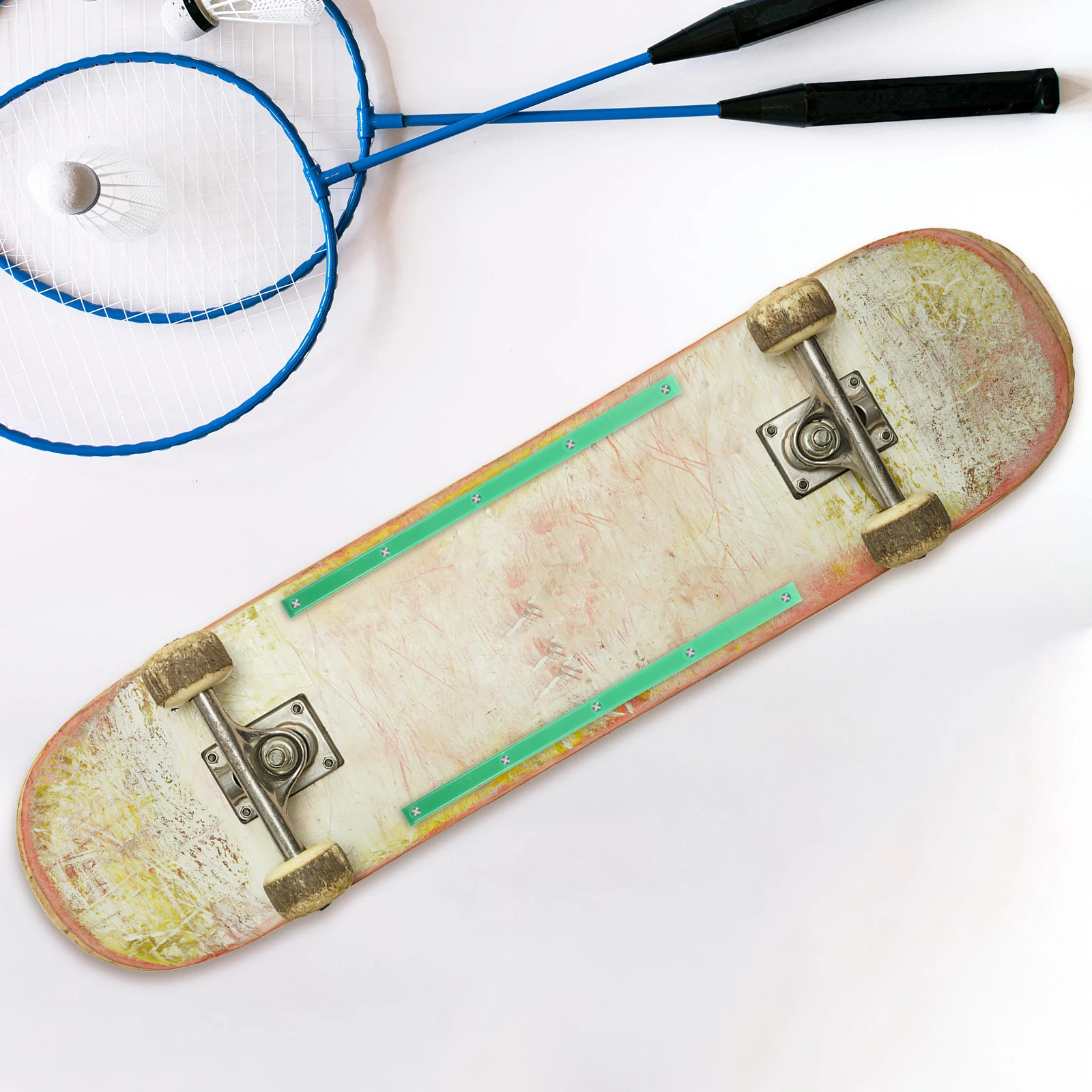 

2pcs Green Skateboard Rails Dual Head Design Durable Impact Resistant Rail Guards For Skateboarding Roller Skating Accessories