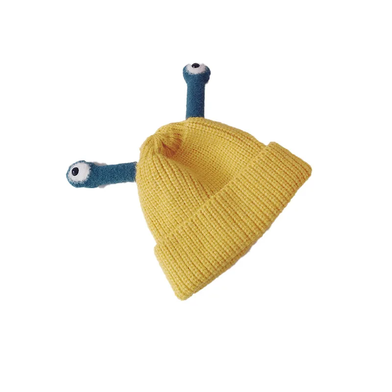 10pcs Unisex Cute Funny Snail Tentacle Eye Cap Children Knitting Winter Beanie Hat for Toddler Baby Girls Boys  Christmas