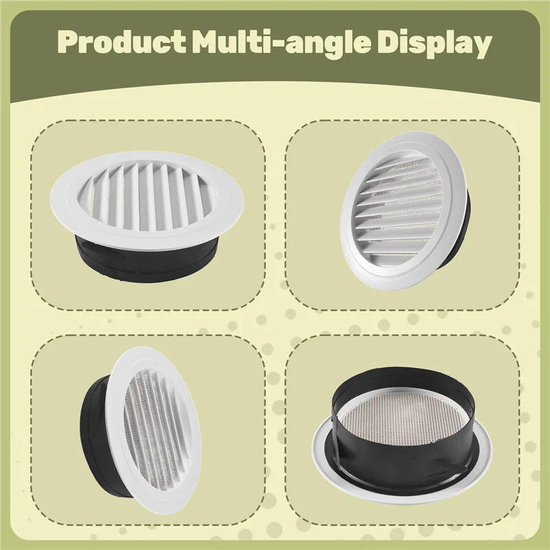 -A12R Presa d'aria rotonda da 8 pollici ABS Griglia di copertura Bianca Soffit Vent con rete per mosche incorporata per bagno Ufficio Cucina