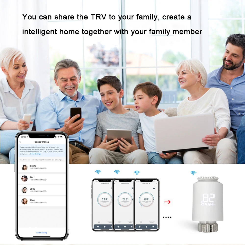 Tuya Zig-温度コントローラー付きサーモスタットバルブ,双方向ワイヤレスアプリケーション制御,Alexa, Google Home