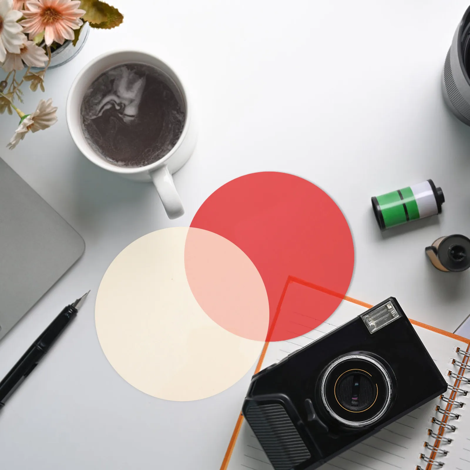 30Pcs Correction Light Filter Gel Color Films PVC 12Cm Round Photography Stage Lighting Colored Overlays Flash Filters