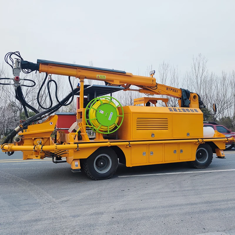 Portable Trailer Wet Shotcrete Spraying Trolley Compact Wet Mix Concrete Pump Machine for Small Municipal Tunnel