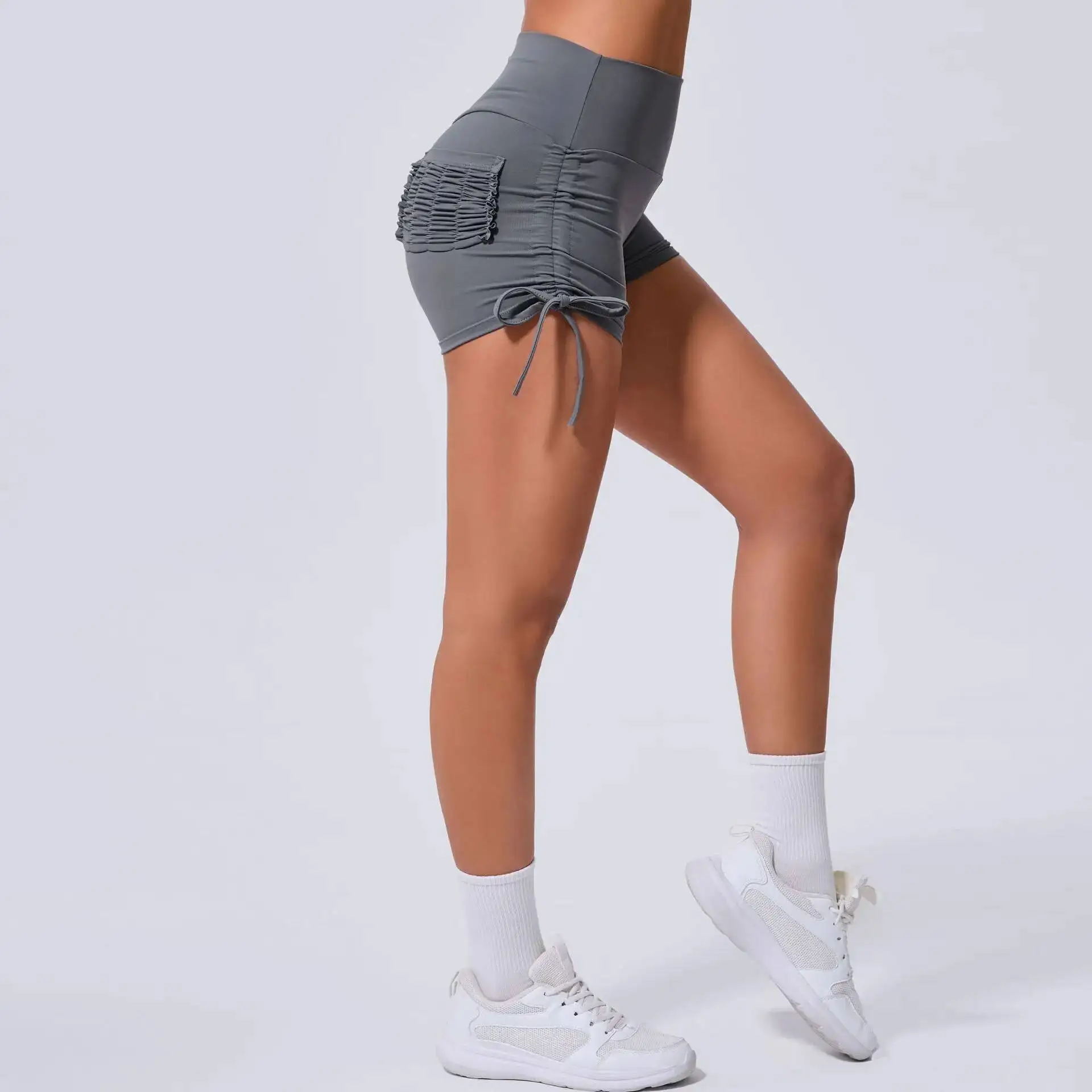 

Drawstring Sports Sexy Women Yoga Compression Lightweight Stretch Comfort Scrunch Back Pockets Hot Booty Active Shorts