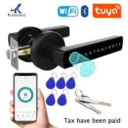 Finger abdruck Türschloss Touchscreen Tastatur Riegels chloss mit reversiblem Griff Tuya App Fernbedienung biometrische Smart Lock