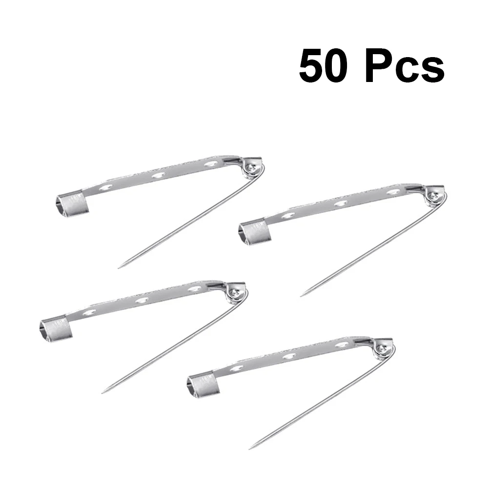 

50 Pcs Safety Pin Heavy Duty Pins Brooch Making Backs Locking Blank Brooche Brooches Women's Button