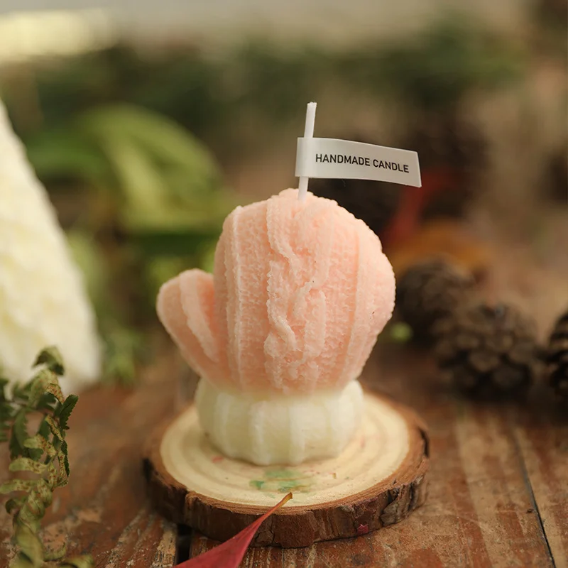 1Pc Mini Woolen Glove-shaped Scented Candle, 4 Scents Winter Christmas Scented Candle Gift, Cute Atmosphere Home Fragrance Rose