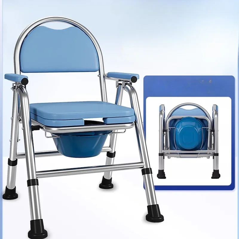 Bath Stainless Steel Folding Chair Stool Fracture Elderly Chair Household Toilet Bathroom Accessories Support Disability Aids