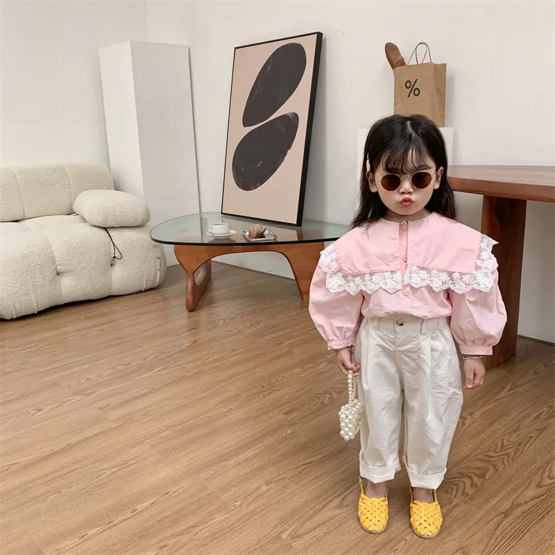 Spring and Autumn New Wash Wide Leg Pants for Men and Women Children's Casual Straight Tube Cotton Pants for Baby