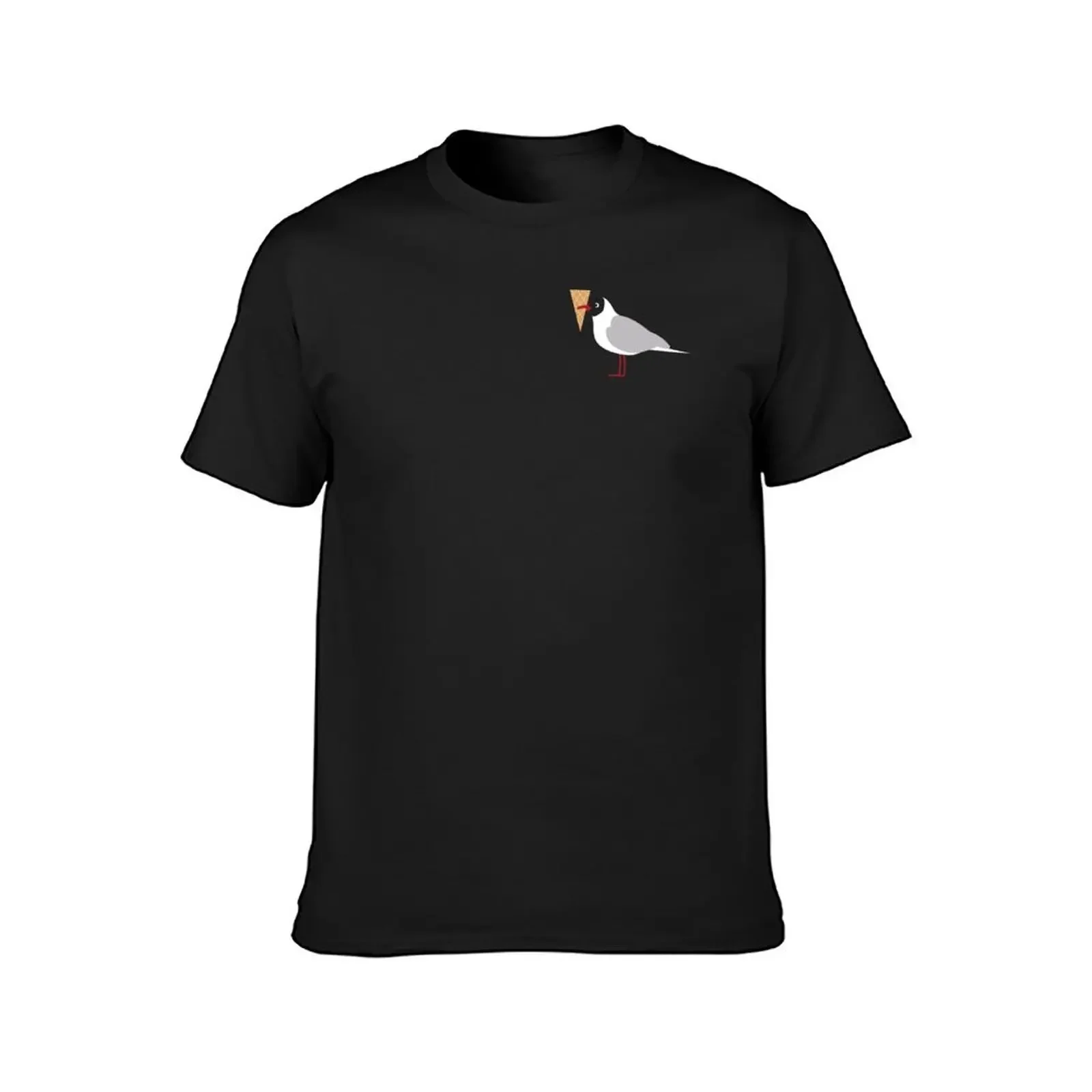 Cute seagull with ice cream by the sea T-Shirt quick-drying plain custom t shirt cute clothes clothes for men