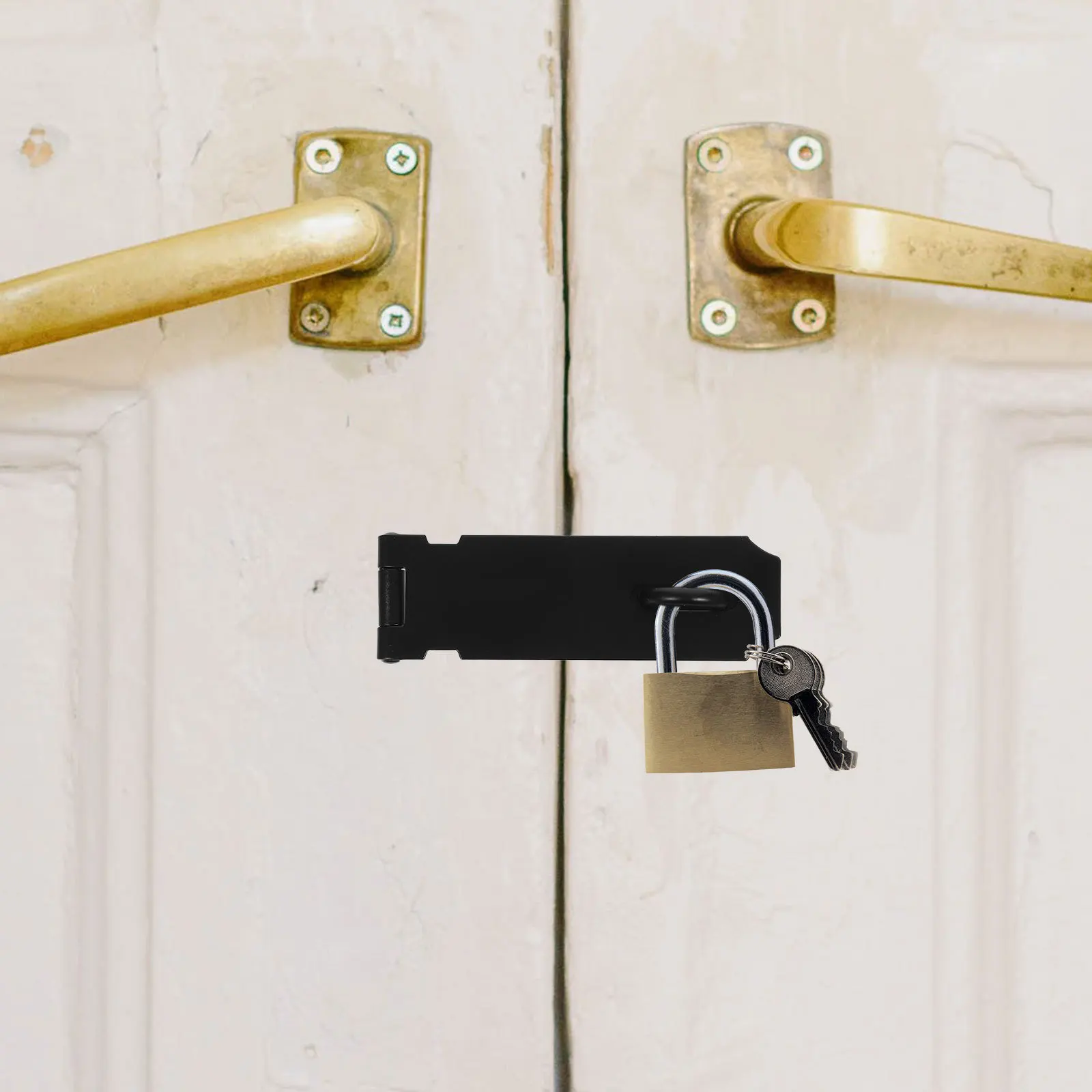 

1Set Black Door Lock Buckle Stainless Steel Anti-Theft Lock Hasp Heavy Duty Gate Door Security Latch for Cabinets