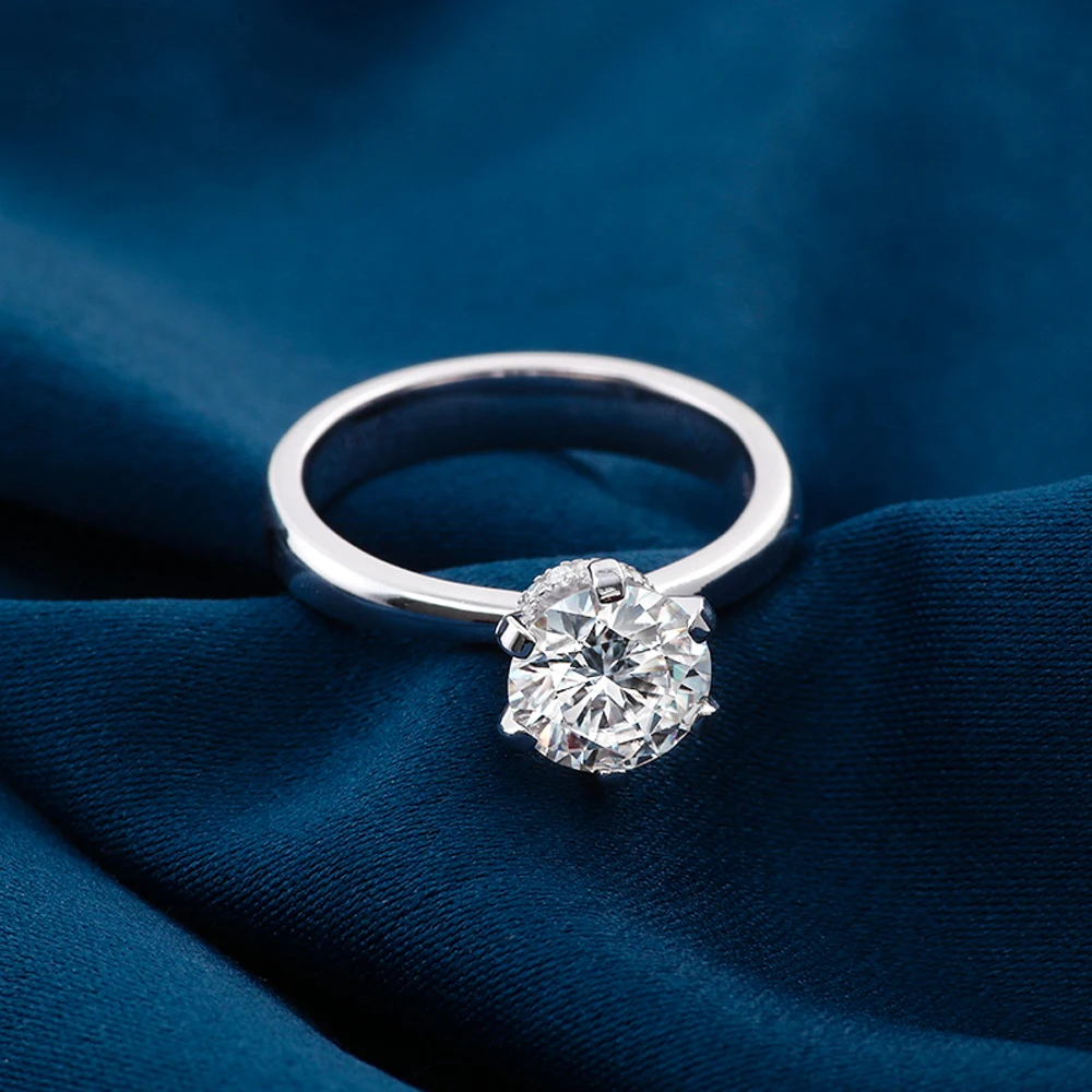 Provence Solitaire ring White Gold 1.5ct D/VS1 Round Lab Diamonds Minimalist Everyday Wedding Engagement Halo Rings Custom