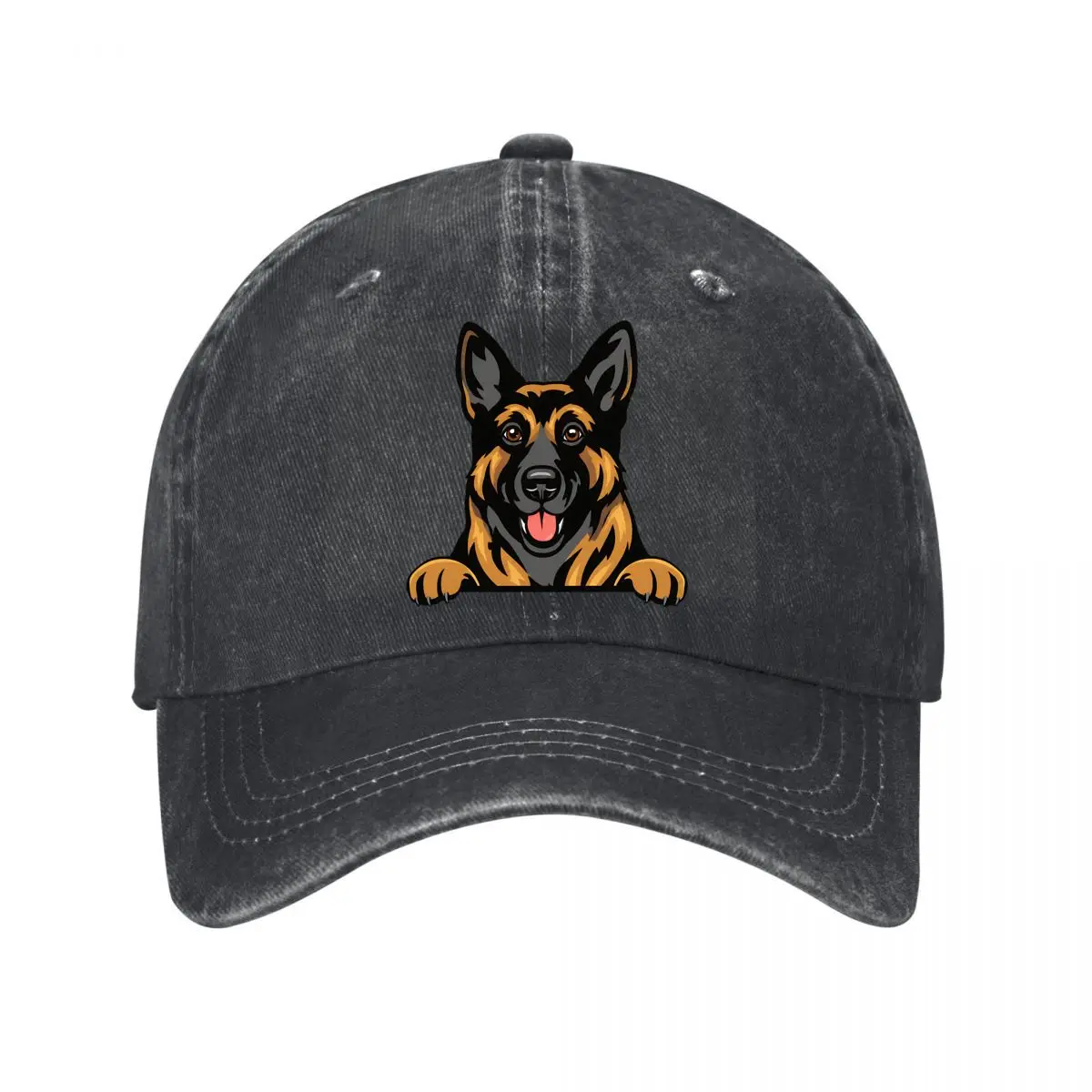 German Shepherd Dog Cartoon Portrait Icon New Vintage Washed Cotton Baseball Cap Sun Hats