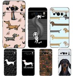 Phone Case For Google Pixel 9 8 8A 7 7A 6 Pro XL 6A 5G Black Soft Shockproof Back Cover TPU Shell Dachshund Sausage Dog