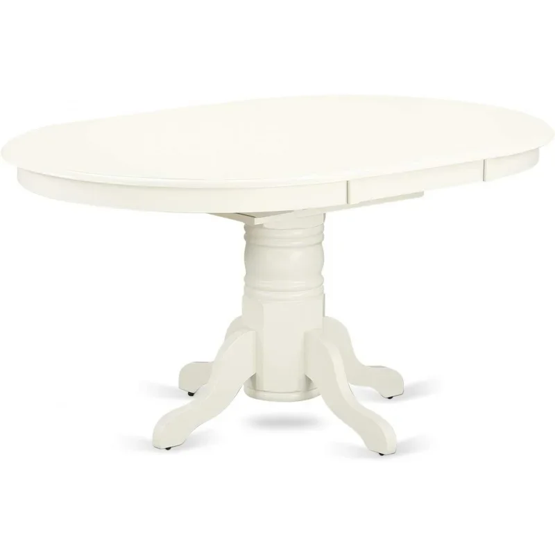 AVGR7-LWH-W Avon 7 Piece Set Consist of an Oval Dining Room Table with Butterfly Leaf and 6 Wood Seat Chairs, 42x60 Inch